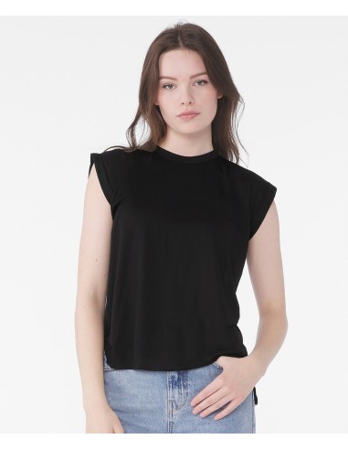 B-8804-Womens Flowy Muscle Tee With Rolled Cuff